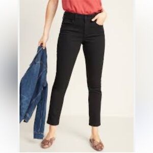 Old Navy Power Slim Straight Mid Rise Black Jeans Size 8